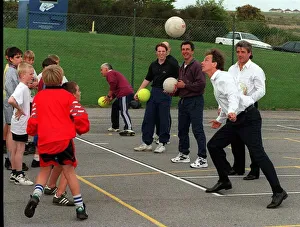 Tony Blair and Kevin Keegan at Stanley Deason School Brighton as the Labour Leader shows Tony Blair and Kevin Keegan at Stanley Deason School Brighton as the Labour Leader shows