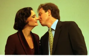 Tony Blair Labour leader MP kisses his wife Cherie after making his speech at the Labour Tony Blair Labour leader MP kisses his wife Cherie after making his speech at the Labour