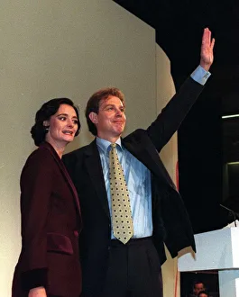 Tony Blair Labour leader MP with wife Cherie Blair after delivering his speech at Tony Blair Labour leader MP with wife Cherie Blair after delivering his speech at