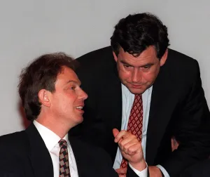 Tony Blair Labour leader speaking to Gordon Brown at the Labour Party Conference Tony Blair Labour leader speaking to Gordon Brown at the Labour Party Conference