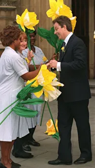 Tony Blair at the launch of 1997 Marie Curie Cancer Care Daffodil Campaign at the House Tony Blair at the launch of 1997 Marie Curie Cancer Care Daffodil Campaign at the House
