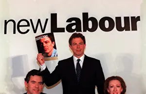 Tony Blair launches new Labour manifesto for the General Election April 1997 with Tony Blair launches new Labour manifesto for the General Election April 1997 with