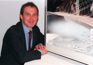 Tony Blair with model of the new Millennium Dome Feb 1998 in Greenwich Tony Blair with model of the new Millennium Dome Feb 1998 in Greenwich