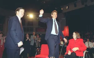Tony Blair MP leader of the Labour Party speaking at Aberdeen Beach Ballroom with Anne Tony Blair MP leader of the Labour Party speaking at Aberdeen Beach Ballroom with Anne