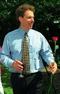 Tony Blair MP at his surprise party at home to mark his first year as Labour leader 1995 Tony Blair MP at his surprise party at home to mark his first year as Labour leader 1995
