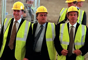 Tony Blair, Peter Mandelson and John Prescott attend the topping out cermoney at Tony Blair, Peter Mandelson and John Prescott attend the topping out cermoney at