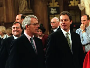 Tony Blair PM and John Major attending the State Opening of Parliament. May 1997 Tony Blair PM and John Major attending the State Opening of Parliament. May 1997