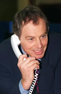 Tony Blair Prime Minister March 1998, speaks to caller during his visit to Heatwise Tony Blair Prime Minister March 1998, speaks to caller during his visit to Heatwise