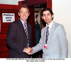 Tony BLair Prime Minister Ocotber 1998 shaking hands with Alan Cheyne at Labour Party Tony BLair Prime Minister Ocotber 1998 shaking hands with Alan Cheyne at Labour Party