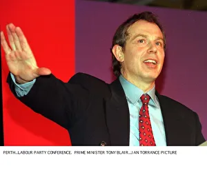 Tony Blair at Scottish Labour Party Conference in Perth March 1998 hand outstretched Tony Blair at Scottish Labour Party Conference in Perth March 1998 hand outstretched