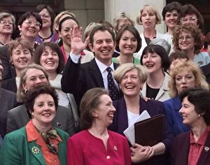 Images Dated 7th May 1997: Tony Blair surrounded by some of the 101 new woman Labour MPs on first day of his new