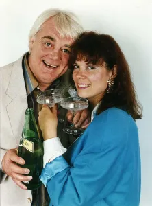 Tony Booth actor with girlfriend Nancy Jaeger September 1988 Tony Booth actor with girlfriend Nancy Jaeger September 1988