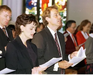 Tony and Cherie Blair at St Peters Church in Brighton during the Labour Party Conference Tony and Cherie Blair at St Peters Church in Brighton during the Labour Party Conference