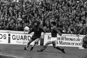 Tony Dunne Manchester United beats Alan Hudson Jan 1971 to the ball during match Tony Dunne Manchester United beats Alan Hudson Jan 1971 to the ball during match