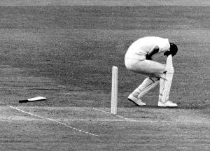 Tony Greig recieves a blow where it hurts from Australian fast bowler Dennis Lillee Tony Greig recieves a blow where it hurts from Australian fast bowler Dennis Lillee