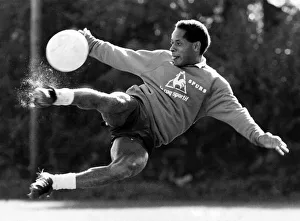 Tottenham Hotspur player John Chiedozie performs a spectacular scissors kick in training Tottenham Hotspur player John Chiedozie performs a spectacular scissors kick in training