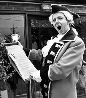 Town Crier David Mitchell awakens Lorraine Breckton of Chester before her wedding at Town Crier David Mitchell awakens Lorraine Breckton of Chester before her wedding at