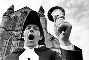 Town Crier Douglas Knott, bellows out the proclamations Town Crier Douglas Knott, bellows out the proclamations