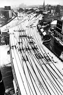 Images Dated 16th February 1979: Empty tracks in the snow outside Newcastle Central Station on 16th February 1979