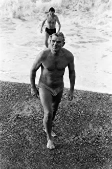 Trade Unionist Bill Sirs swimming in the sea during the Labour party conference, Brighton Trade Unionist Bill Sirs swimming in the sea during the Labour party conference, Brighton