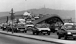 Traffic at the Gabalfa Flyover, Wales, 29th October 1985 Traffic at the Gabalfa Flyover, Wales, 29th October 1985