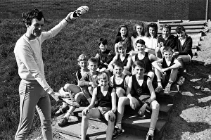 These trainers were made for running - teacher Mr Martin Farran with the squad These trainers were made for running - teacher Mr Martin Farran with the squad