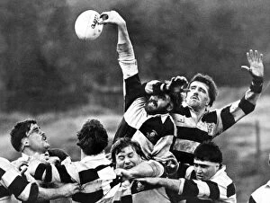 Images Dated 15th November 1986: Treorchys Keith Evans wins line-out possession from Cardiff