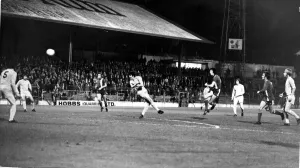 turns and hammers home a super shot after just six minutes of the game v Chesterfield at turns and hammers home a super shot after just six minutes of the game v Chesterfield at