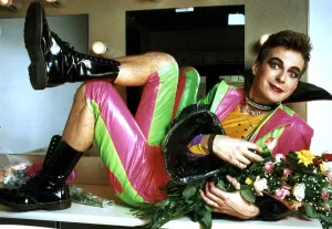 TV presenter and comedian Julian Clary in his dressing room in Basildon during his tour TV presenter and comedian Julian Clary in his dressing room in Basildon during his tour