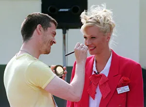 TV Presenter Denise Van Outen of the Big Breakfast Show having her make up put on August TV Presenter Denise Van Outen of the Big Breakfast Show having her make up put on August