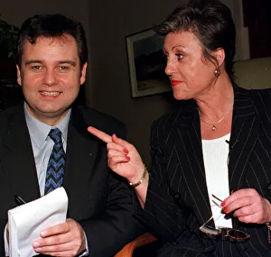 TV Presenter Eamonn Holmes swaps places with his PA Gill Stacey at the launch of the new TV Presenter Eamonn Holmes swaps places with his PA Gill Stacey at the launch of the new