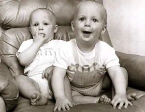 TV twins Matthew and Stuart Marlow who both play the same part in the BBC play Waifs TV twins Matthew and Stuart Marlow who both play the same part in the BBC play Waifs