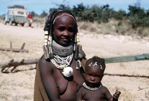 Typical native woman of southern Angola with her child Typical native woman of southern Angola with her child