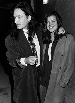 U2 Irish pop singer Bono and wife Alison Hewson 1989 leaving London restraunt U2 Irish pop singer Bono and wife Alison Hewson 1989 leaving London restraunt
