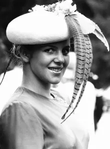 Vanessa Davis with feather hat at Royal Ascot in June 1980 Vanessa Davis with feather hat at Royal Ascot in June 1980