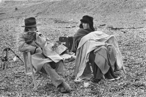 Vanessa Redgrave and James Fox sit in their cast chairs on the pebbled beach at Dover Vanessa Redgrave and James Fox sit in their cast chairs on the pebbled beach at Dover