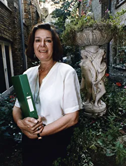 Verity Lambert TV Producer for BBC TV soap opera Eldorado stands in yard with Verity Lambert TV Producer for BBC TV soap opera Eldorado stands in yard with