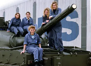 Five of Vickers female apprentices on a vickers Mark 3 Tank on 5th March 1992 Five of Vickers female apprentices on a vickers Mark 3 Tank on 5th March 1992