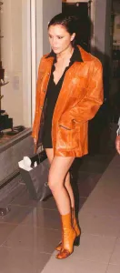 Victoria of the Spice girls leave Heathrow for Paris 1997 Victoria of the Spice girls leave Heathrow for Paris 1997