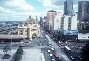 View of Flinders Street Railway Station in Central Melbourne Australia View of Flinders Street Railway Station in Central Melbourne Australia