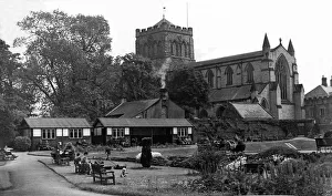 A view of Hexham Abbey as seen from the gardens and bowling green adjoining the Abbey A view of Hexham Abbey as seen from the gardens and bowling green adjoining the Abbey