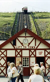 View of the Saltburn Cliff Lift. 8th August 1989 View of the Saltburn Cliff Lift. 8th August 1989