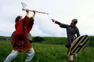 Vikings at Lindisfarne Island on 17th June 1993. Vik Sigurd (Kevin Orchard Vikings at Lindisfarne Island on 17th June 1993. Vik Sigurd (Kevin Orchard