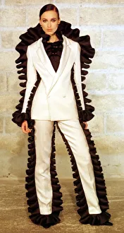 Viktor and Rolfe collection at Paris Fashion Week 1999 Model wearing Dracula tuxedo Viktor and Rolfe collection at Paris Fashion Week 1999 Model wearing Dracula tuxedo