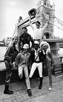 Village People gay American pop group at 1980 Tower Bridge London Village People gay American pop group at 1980 Tower Bridge London
