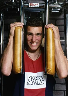 Vinnie Jones Footballer in gym training. February 1989 Vinnie Jones Footballer in gym training. February 1989