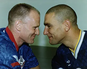 Vinnie Jones right Chelsea FC Footballer with fellow footballer Andy Ritchie Oldham FC Vinnie Jones right Chelsea FC Footballer with fellow footballer Andy Ritchie Oldham FC