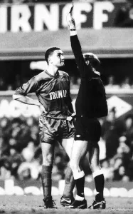 Vinnie Jones Wimbledon footballer is once again sent off this time by referee Jim Vinnie Jones Wimbledon footballer is once again sent off this time by referee Jim