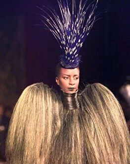 Images Dated 7th July 1997: Vulture Outfit at Givenchy fashions Paris Fashion Show 1997