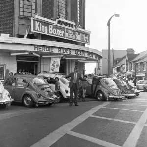 VW Beetles gather at the Odeon Cinema on the Newport Road to promote " VW Beetles gather at the Odeon Cinema on the Newport Road to promote "